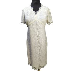 Linda Allard Ellen Tracy White Lace Scallop Fringe Sheer Size 10 Cottagecore Bo